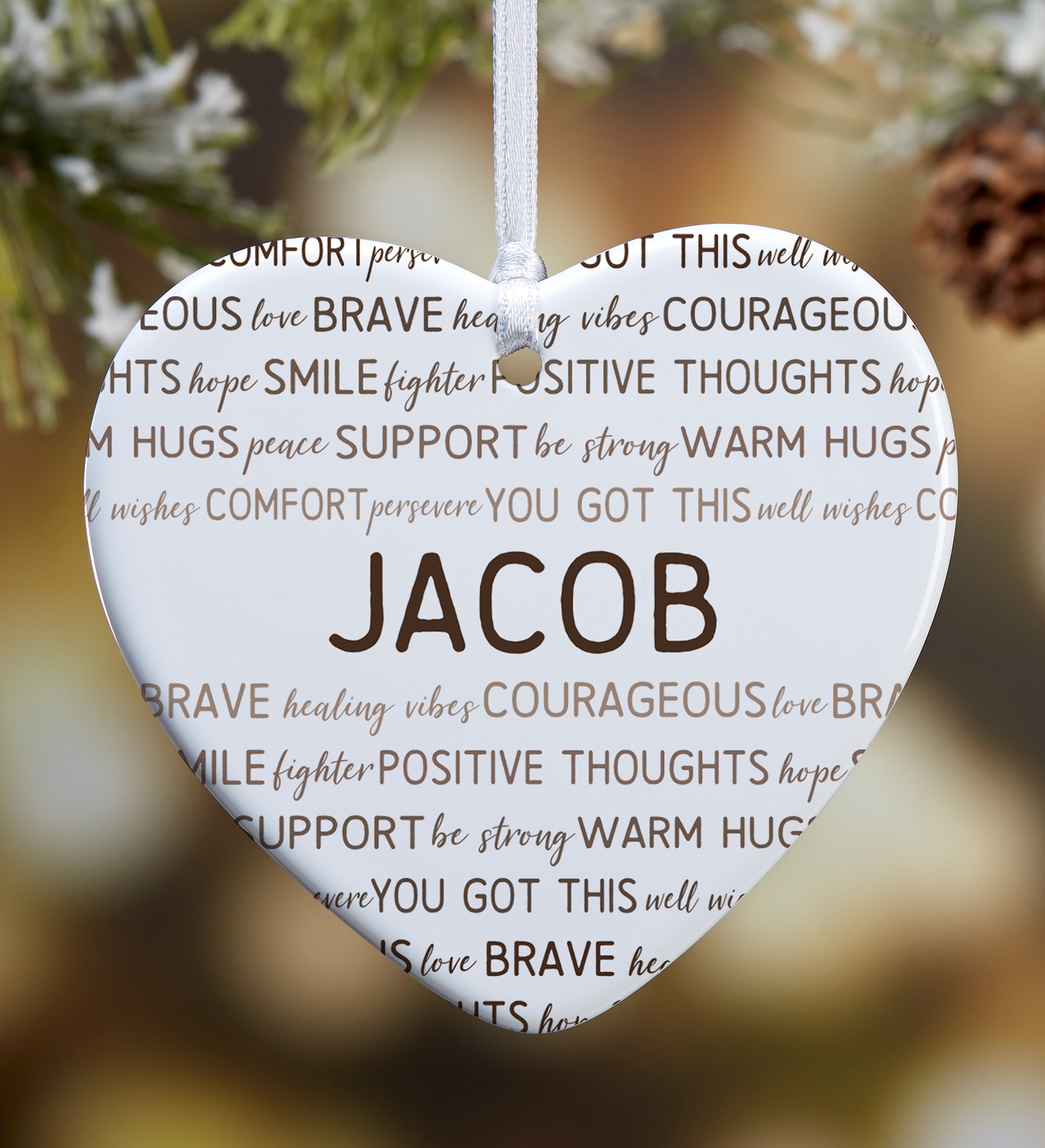 Words Of Encouragement Personalized Heart Ornament